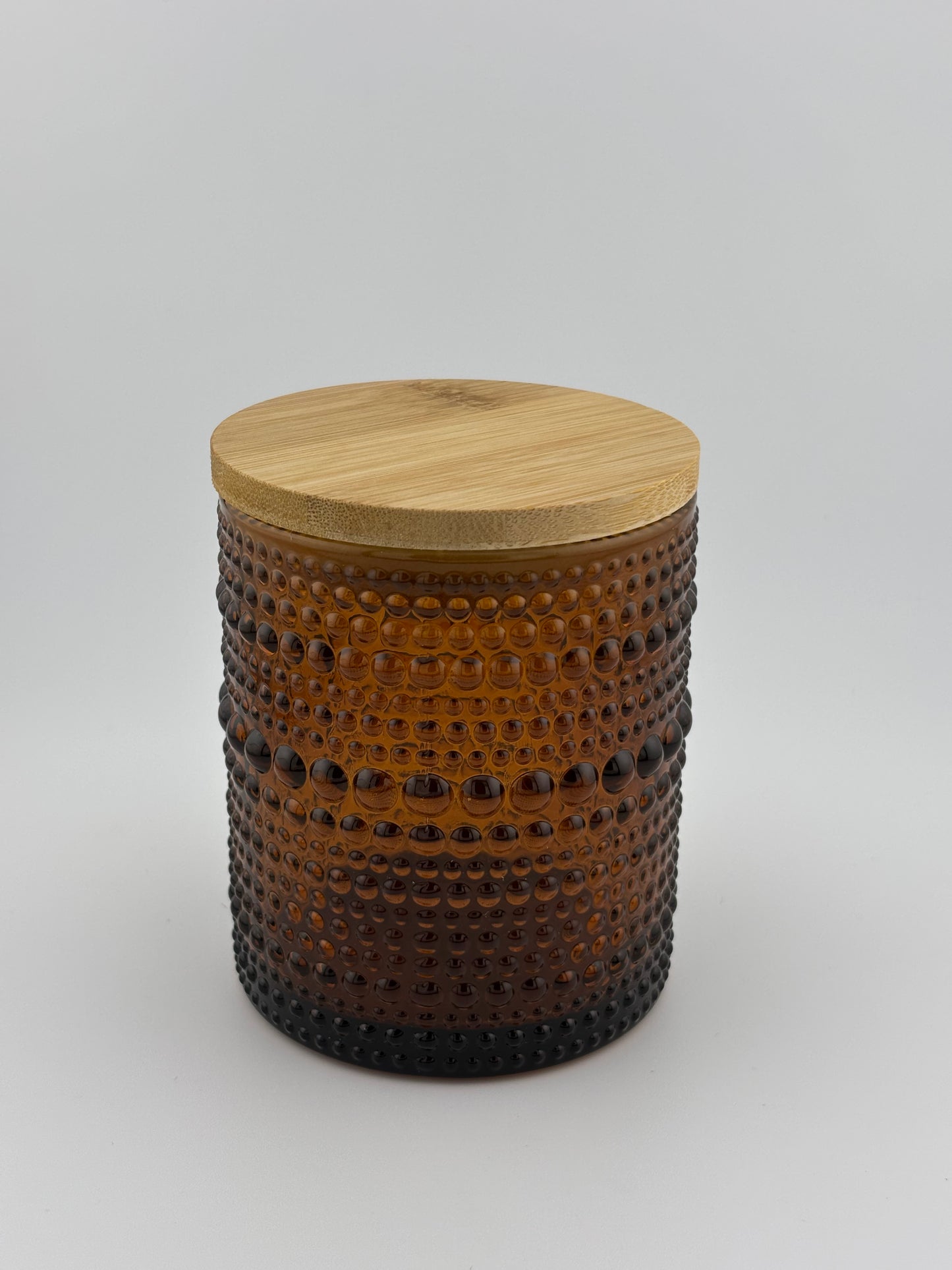 10oz Clear Brown Embossed Dots With Bamboo Lid
