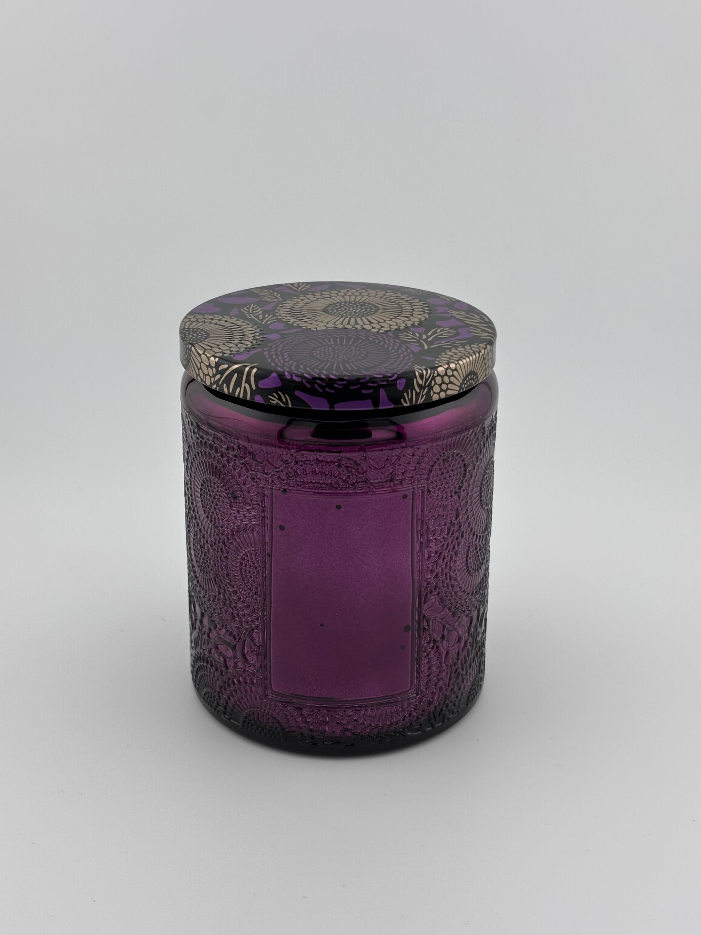 8oz Purple Speckle Embossed With Metal Lid