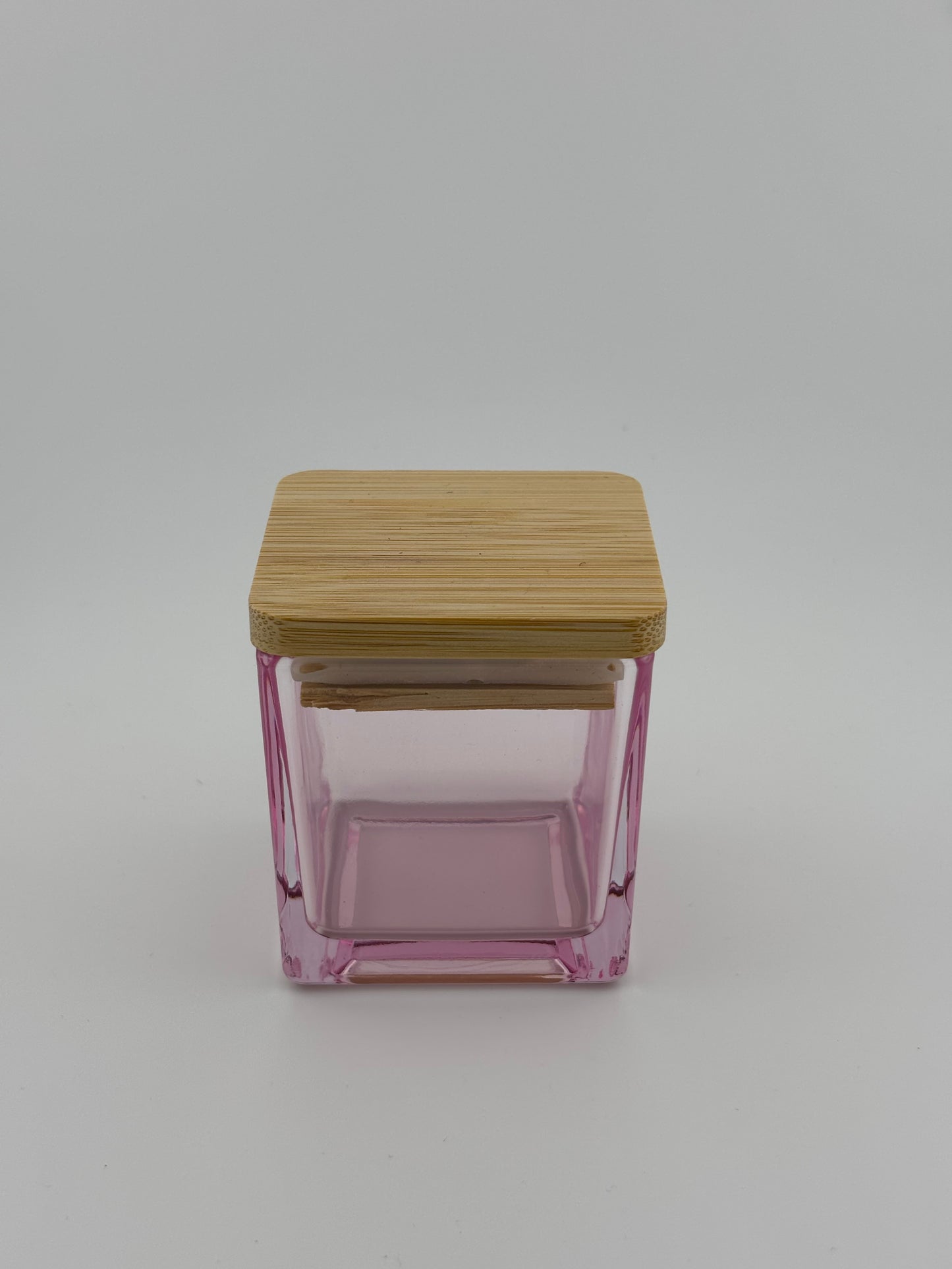 3oz Square Clear Pink With Bamboo Lid