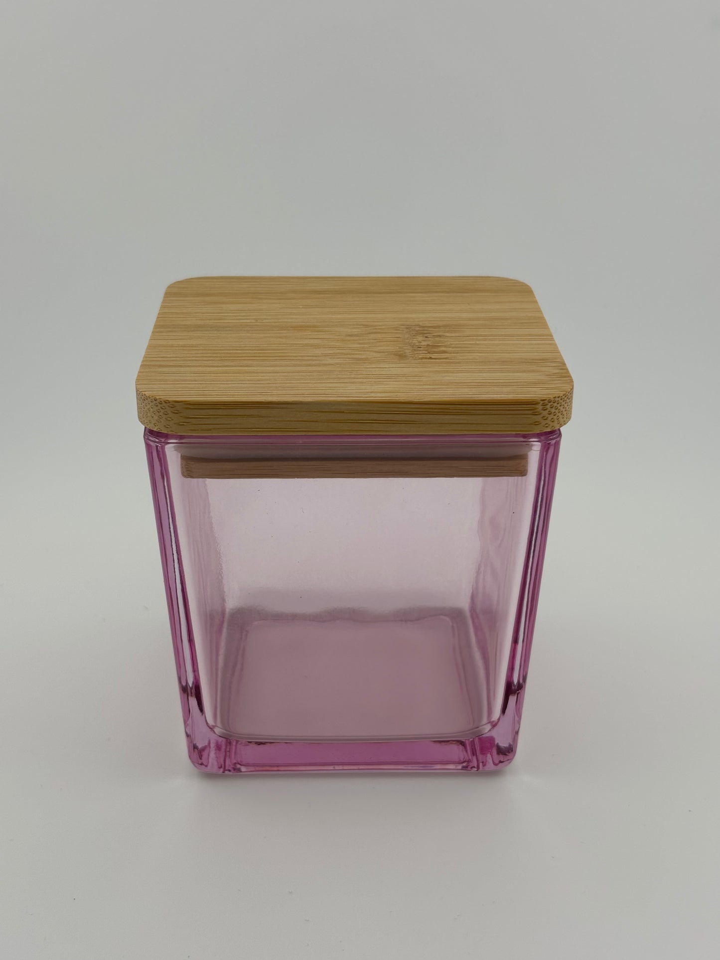 9oz Square Clear Pink With Bamboo Lid
