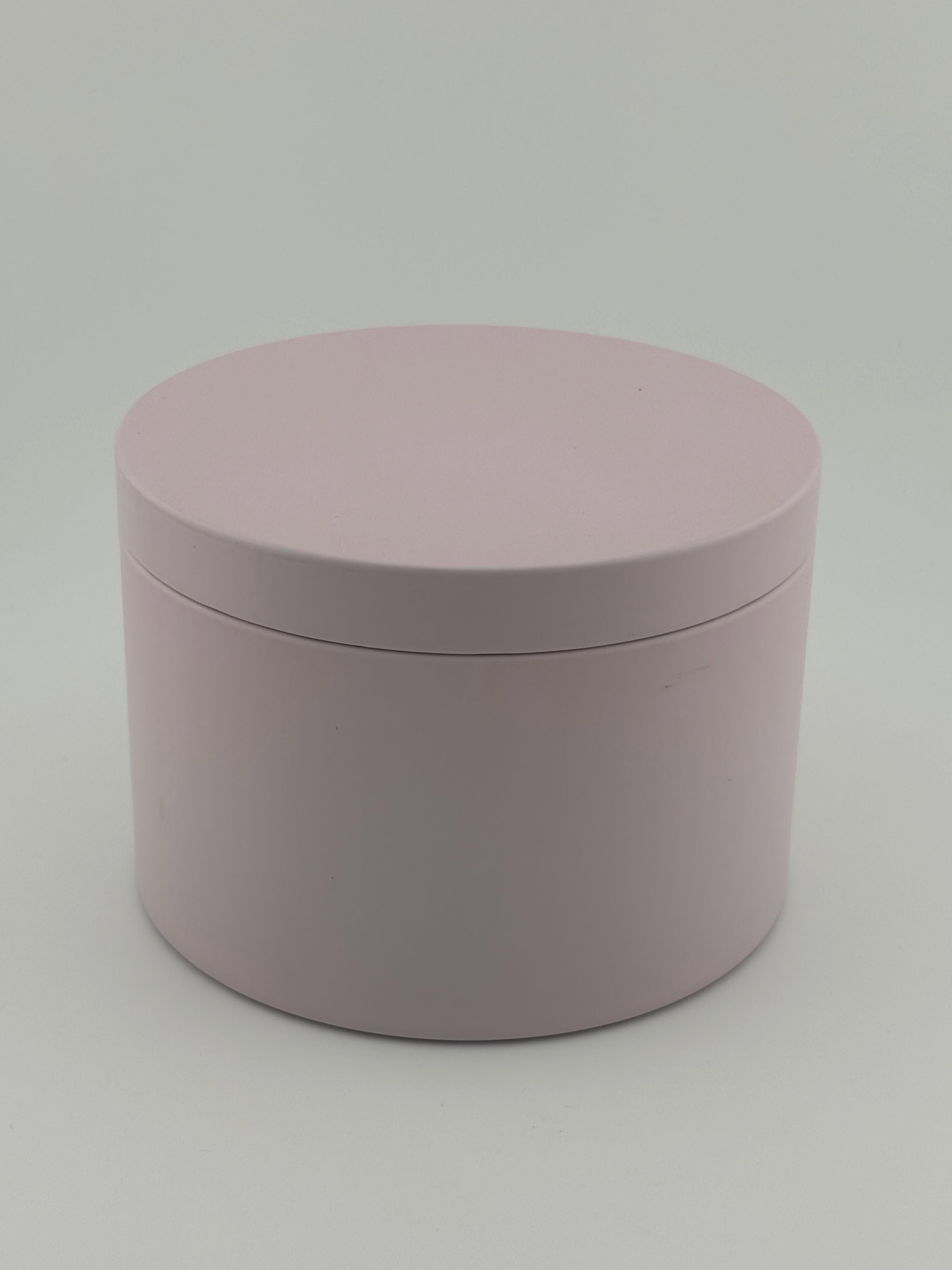 14oz Pastel Pink Tin With Metal Lid – St. Augustine Candle Factory