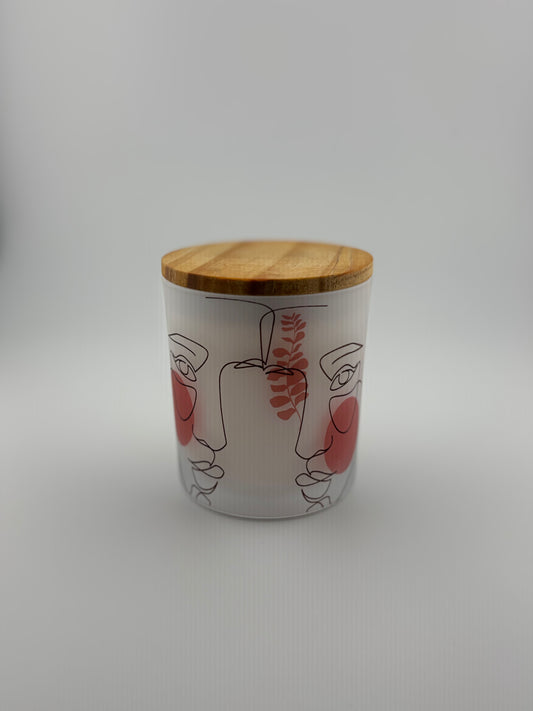8oz Matte White/Pink With Wood Lid