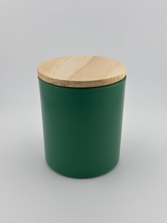 9oz Matte Forrest Green With Wood Lid