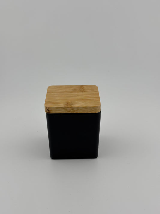 2oz Square Matte Black With Bamboo Lid