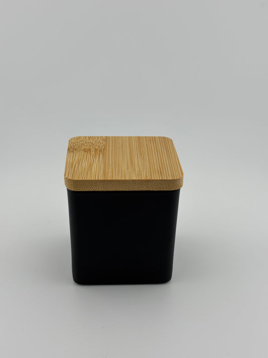 3oz Square Matte Black With Bamboo Lid