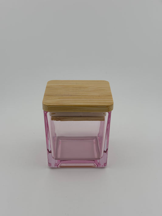 3oz Square Clear Pink With Bamboo Lid