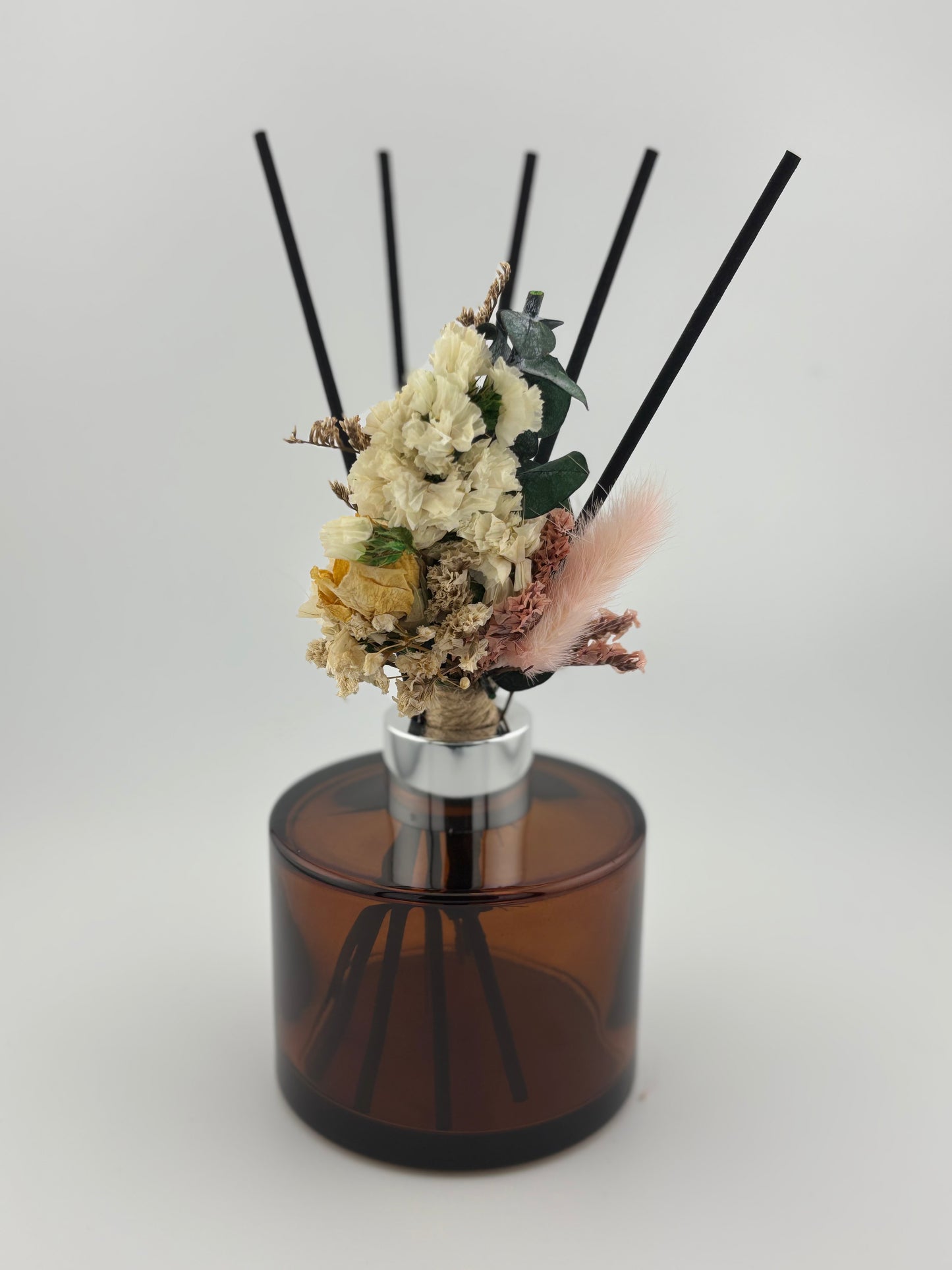 Clear Brown Floral Reed Diffuser With 2oz Bottle Of Scent