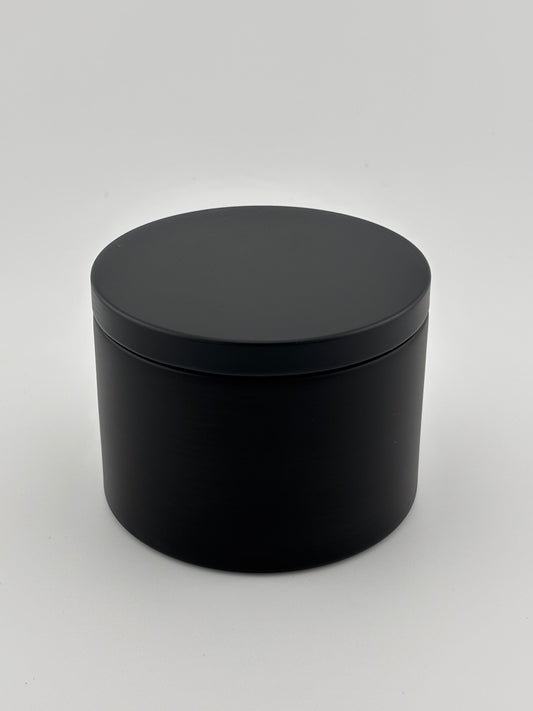 8oz Matte Black Tin With Metal Lid