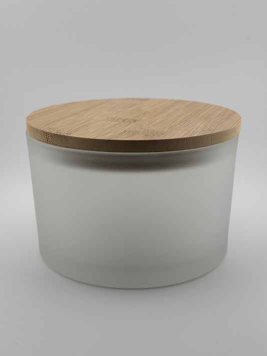 24oz White Frosted Bamboo Lid