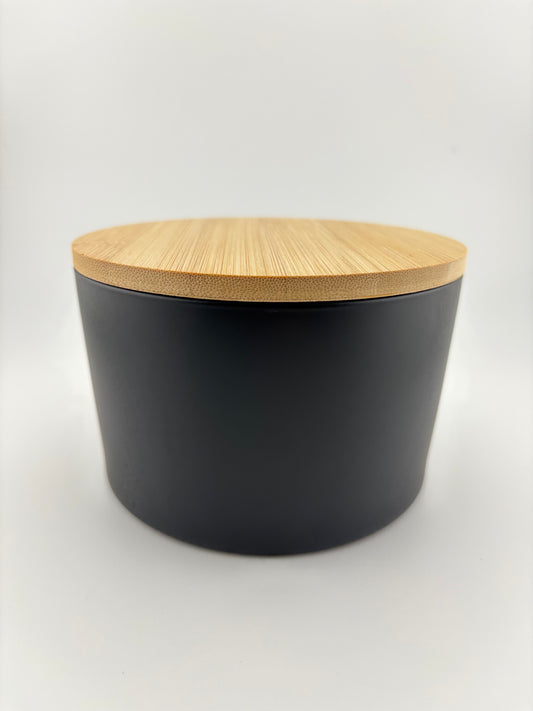 24oz Matte Black With Bamboo Lid